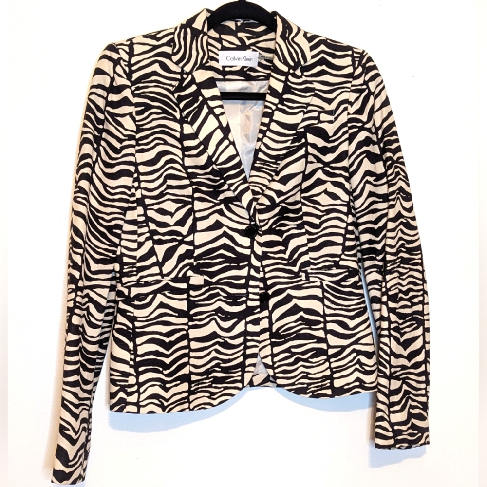 CK Cream Black Print Blazer - Picture 5 of 5